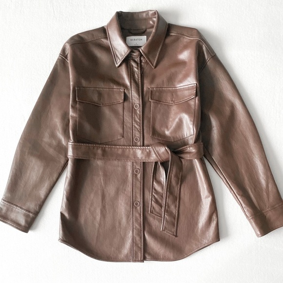 BABATON NWOT Vegan Leather Belted Jacket - Picture 2 of 13